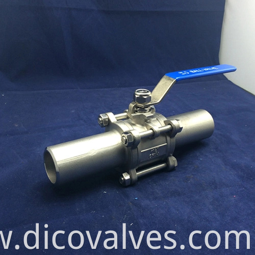 Wenzhou CF8/CF8m/CF3m Butt Weld End with Extended Pipe Industrial 3PC Ball Valve